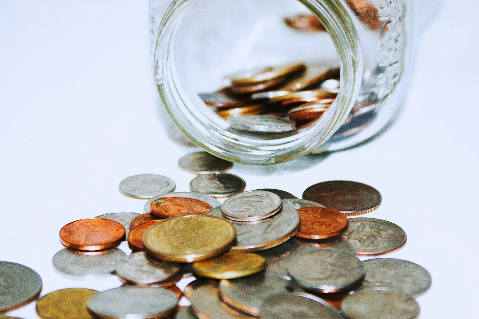 A jar filled with coins